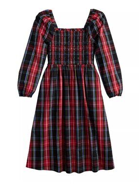 DRAPER JAMES RSVP™ Smocked Tiered Midi Dress Tartan Plaid Sz. XL